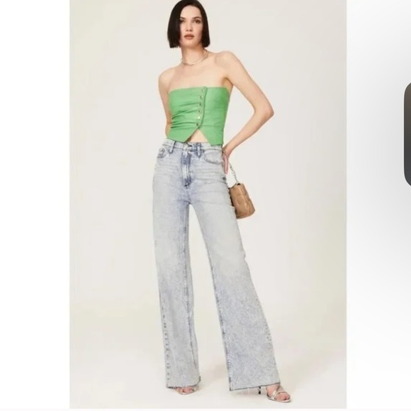 Retrofete Joelle Green Leather Strapless Bustier Size M 💚💚💚 - Picture 3 of 4